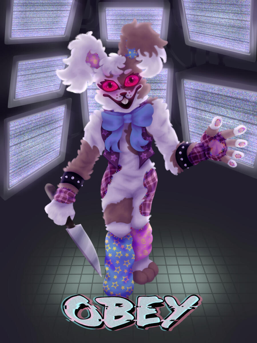 This art I am very proud of, but I figured it was better saved to show off my redesign of Vanny. My thought process was incorporating elements of Glitchtrap's design, and more of Vanessa's personality from the few hints the games give us of what she likes.